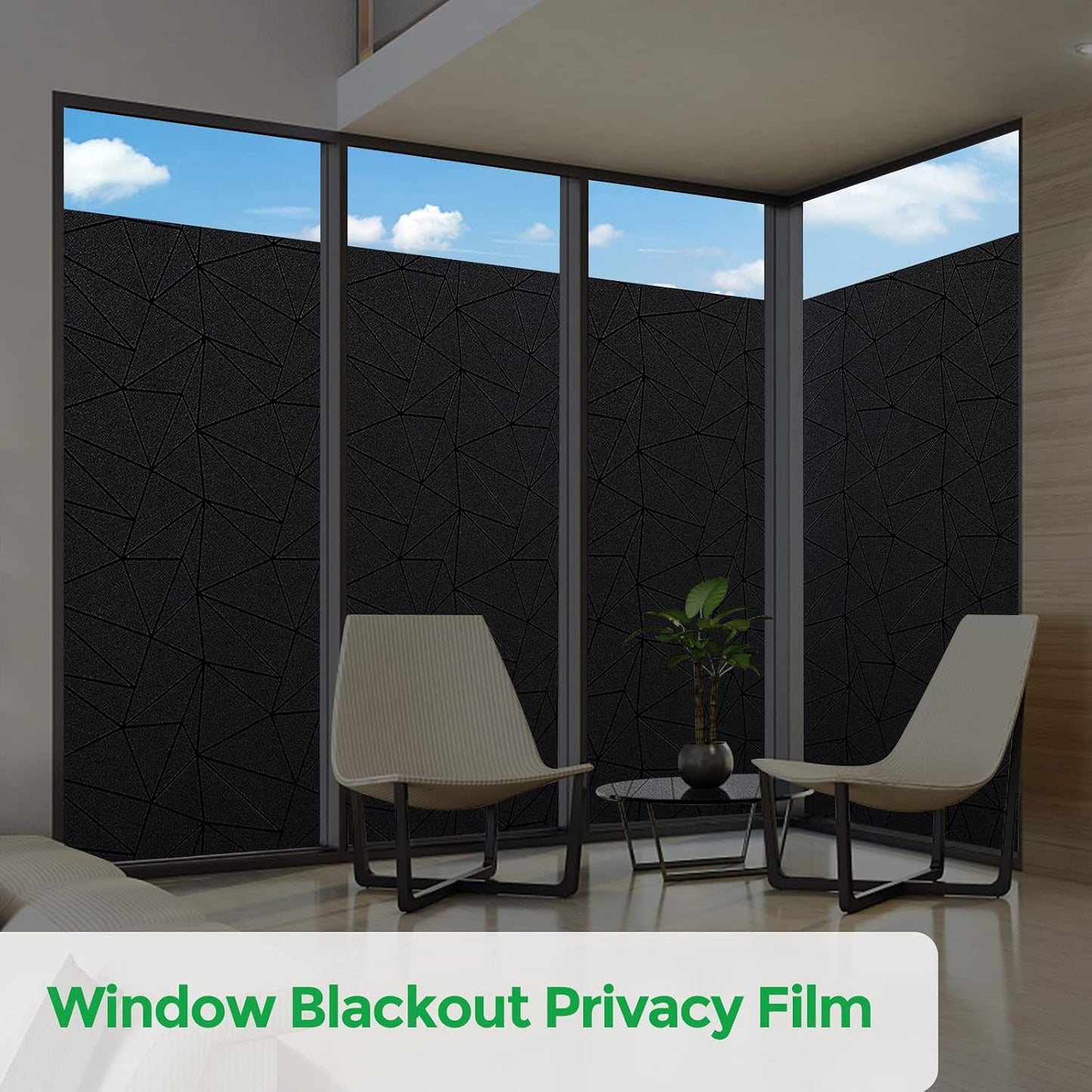 Coavas Blackout Window Privacy Film, Geometric Pattern, 11.8" x 78.7"