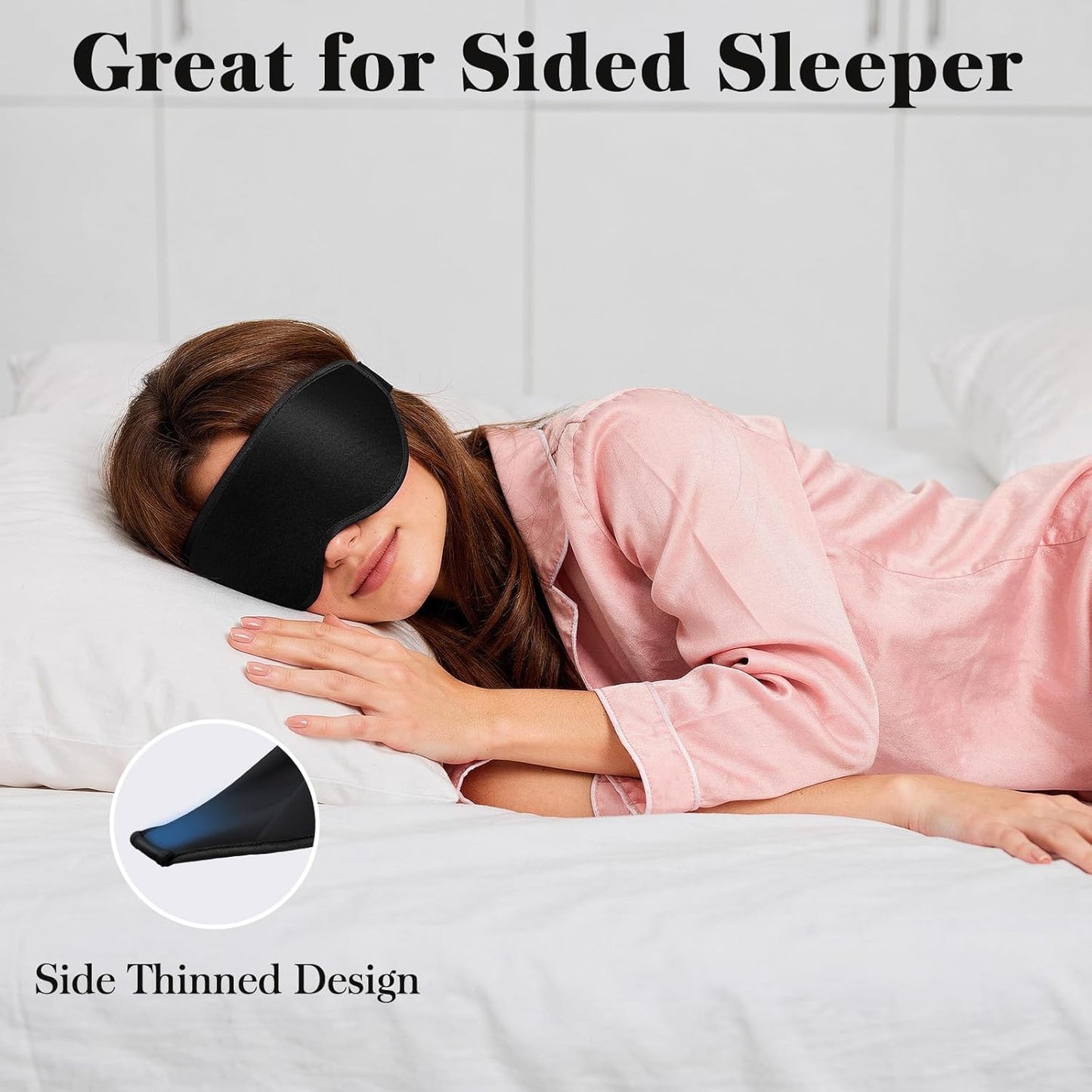 Fygrip 3D Eye Mask Sleep Mask for Men & Women, 100% Pressure-Free & Light Block-Out Eye Mask for Sleep with Easy Adjustable Strap, Night Eye Cover for Travel, Black