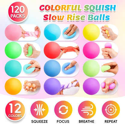 12 Pack Slow Rising Stress Ball,Stress Balls for Kids Adults,Stretchy Fidget Toys for Stress Relief,Hand Therapy Sensory Squishy Ball, Squishy Toys for Kids, Classroom Prize Box Party Favors
