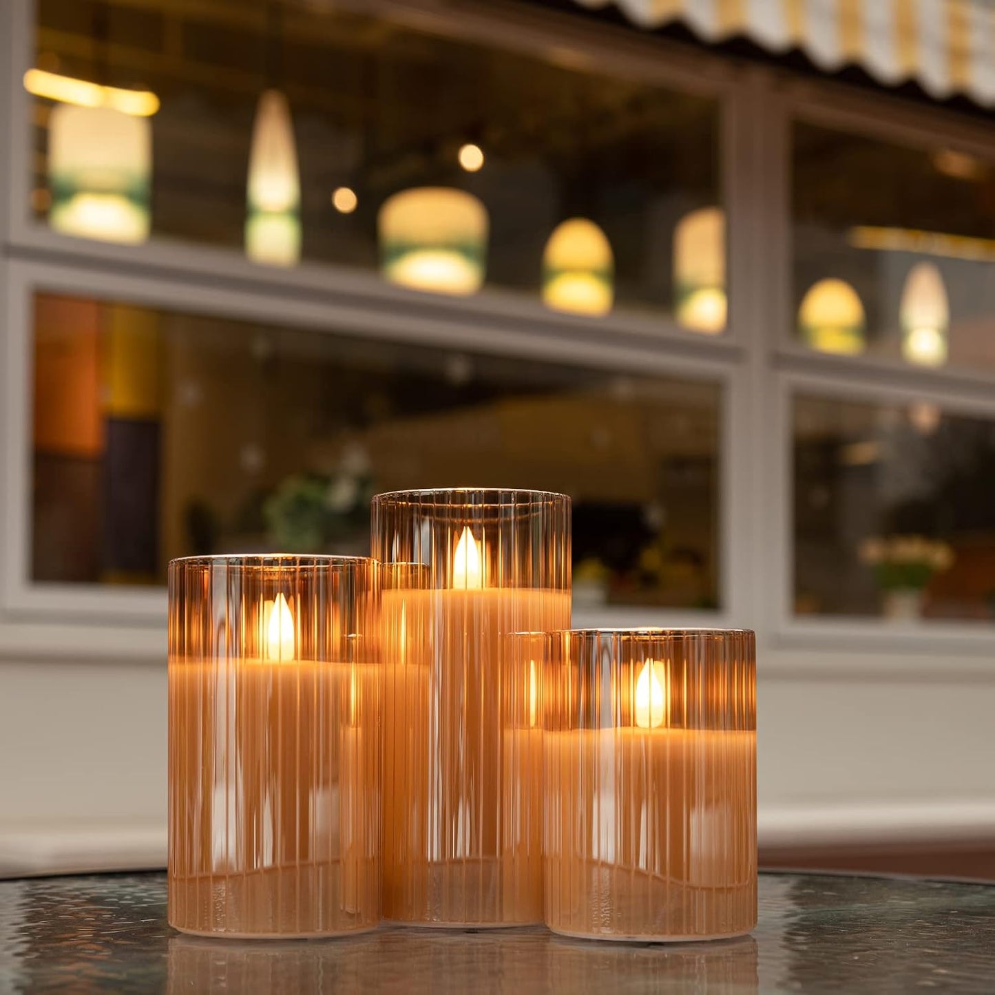 ANGELLOONG Flickering Flameless Candles, Realistic Battery Operated Candles with Remote and Timer, Set of 3 LED Candles for Fall Room Home Wedding Decor Centerpieces Table Party Christmas Decorations