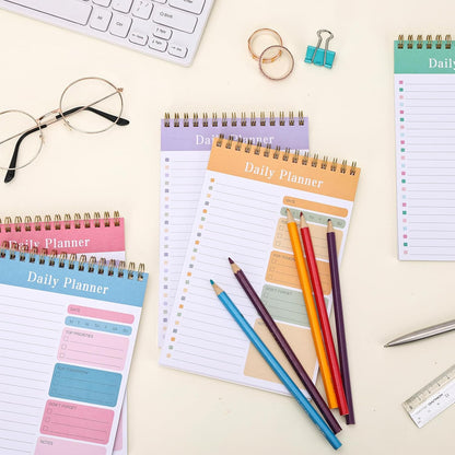 LABUK 10 Pack Daily To Do List Notepads 5" x 8" Daily Planner 30 Sheets Spiral to Do List Notebook for Classroom Office Plan Work Schedule Checklist