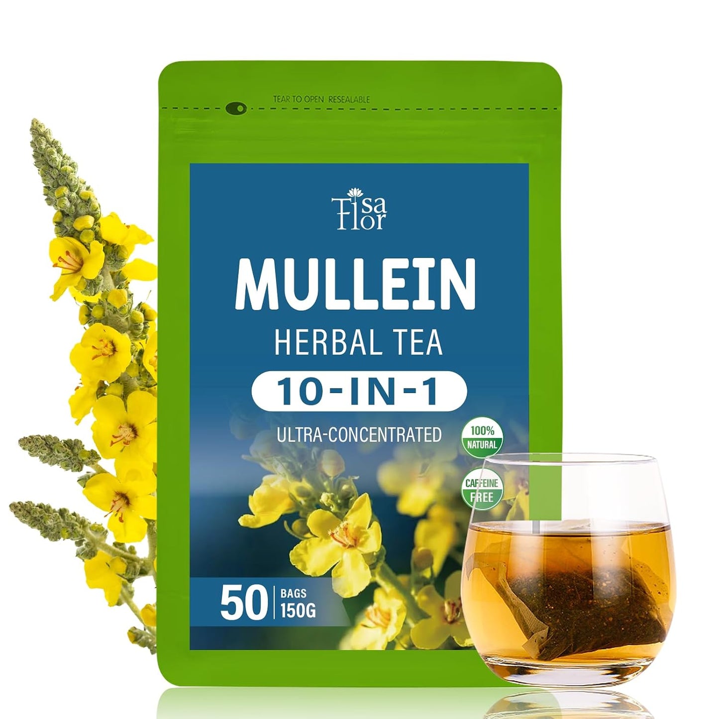 TisaFlor Milk Thistle (Cardo Mariano) Tea Bags for Liver Health, Detox & Immune Support, 5-in-1 Herbal Tea with Dandelion Licorice, Naturally Caffeine-Free - 50 Bags
