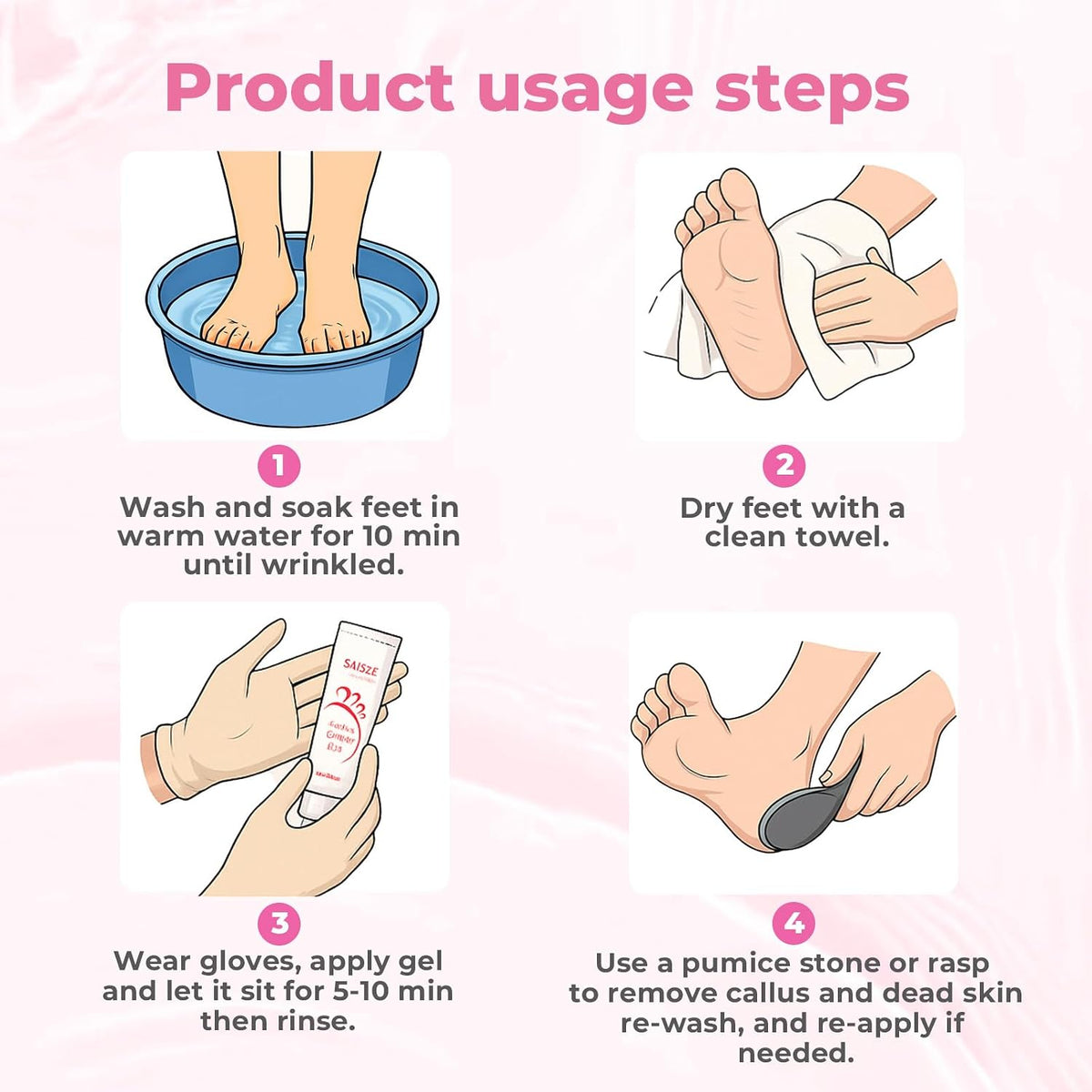 Foot Peeling Mask, 4 Pairs Foot Peel Mask for Dry Cracked Feet, Dead Skin Callus Removal, Repair Soft Feet