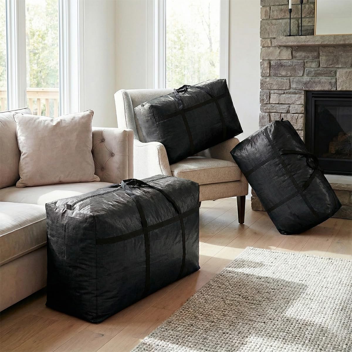 Extra-large Tarp Storage Bag (Black, 45Gal/170L)