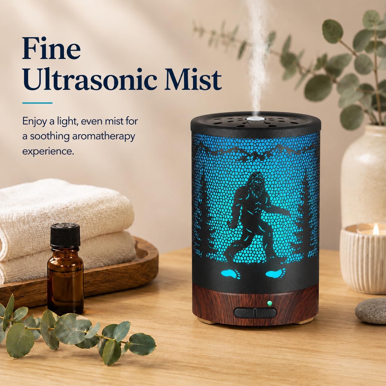 Essential Oil Diffuser, Ultrasonic Diffuser for Essential Oil, Cool Mist Humidifier Aromatherapy Diffuser with 7 Color Lighting Changing Modes, Waterless Auto Shut-Off for Home（Flower Fairy）