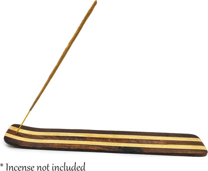 Moon and Stars Incense Holder - Wooden Ash Catcher with Celestial Design for Single Incense Sticks - Meditation Accessories, Spiritual Decor, Home Fragrance, Room Decor (10 Inches Long)