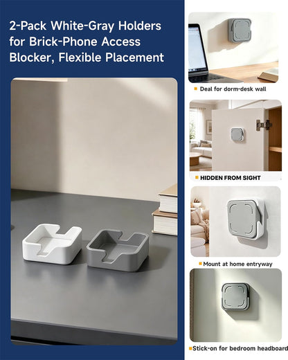2-Pack White & Gray Phone Access Blocker Device Mount Compatible with Brick