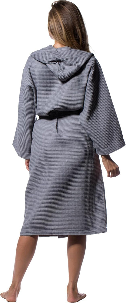 Turquaz Womens Lightweight Waffle Kimono Bathrobe for Men - Soft Quick-Dry Spa & Summer Towel Robe, Cotton Blend