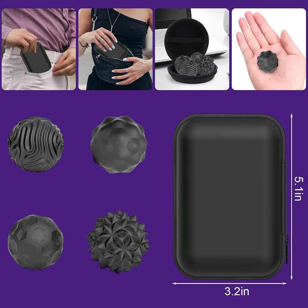 BUSOHA Silicone Magnetic Fidget Balls - 4 Pack Fidget Toys for Adult