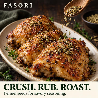 Fasori Fennel Seeds Whole 14 oz (397 g) – Premium Dried Fennel Seed, Aromatic Mediterranean & Indian Spice for Cooking, Tea & Seasoning