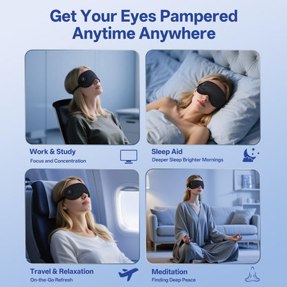Silk Cordless Heated Eye Mask for Dry Eyes, Cordless Eye Mask Electric Warm Compress for Fast Eye Relief Rechargeable USB Heat Relax Mask for Sleep Black