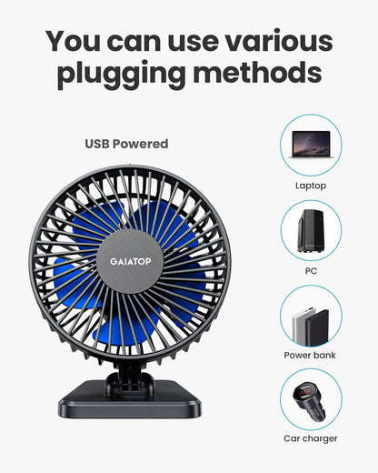 Gaiatop USB Desk Fan, Personal Portable Quiet Small Table Desktop fan