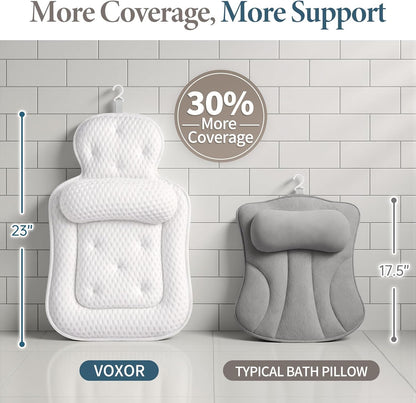 Bath Pillows for Tub, Comfortable Bathtub Cushion for Head and Neck with Soft 3D Mesh Fabric and 54 Non-Slip Suction Cups, Relaxing Tub and Shower Accessories Spa Gift White Standard