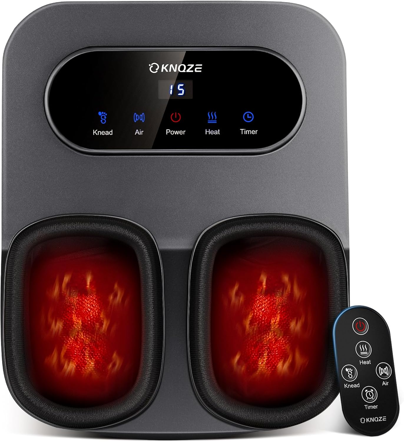 KNQZE Foot Massager with Heat and Remote, Shiatsu Deep Kneading Feet Massager for Plantar Fasciitis & Neuropathy, Foot Warmer, Gifts for Mom Women Men Dad, Fits Up to Men Size 12(Black)