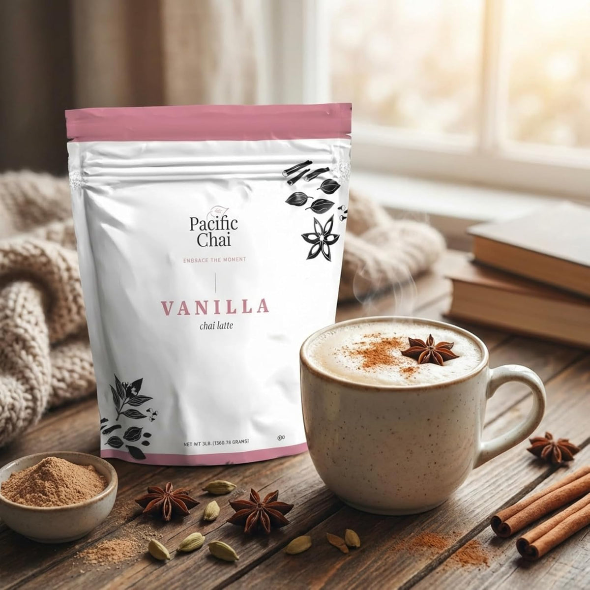Pacific Chai Spiced Chai Latte Mix, Instant Chai Tea Latte Drink Mix, Gluten Free, Kosher Certified Powder Beverage, Café Style Chai Latte, 3 LB