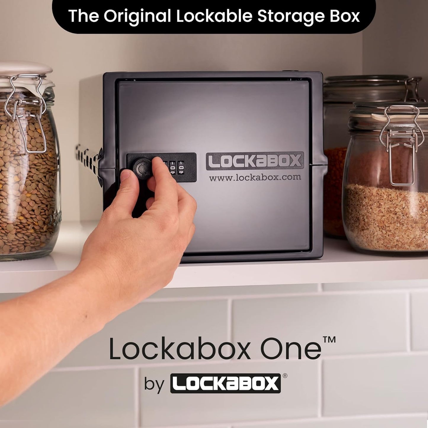 Lockabox One™ | Premium Lock Box | Medium Combination Lock Box For Food, Medicine & Home Safety | External Size 12 x 8 x 6.6 inches (Crystal)