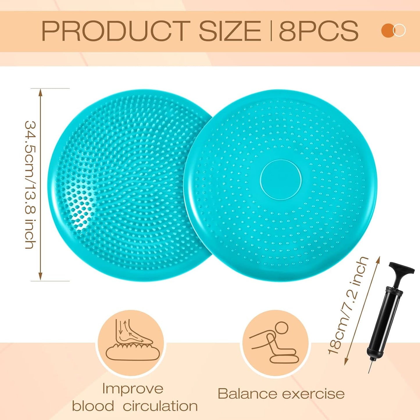 Amylove 6 Pcs Wiggle Seat Inflated Wobble Cushion for Sensory Kid 13 Inch Balance Disc Kids Flexible Seating Exercise Sensory Pad Chair Cushion for Classroom Office School (Bright)