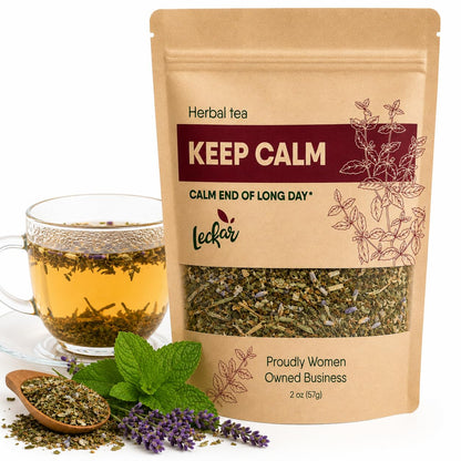 Keep Calm Valerian Root, Lavender, Peppermint Herbal Tea Loose Leaf Relaxing Wellness Blend Caffeine-Free | Daily stress support & Enhanced sleep quality Helps you ease into sleep naturally
