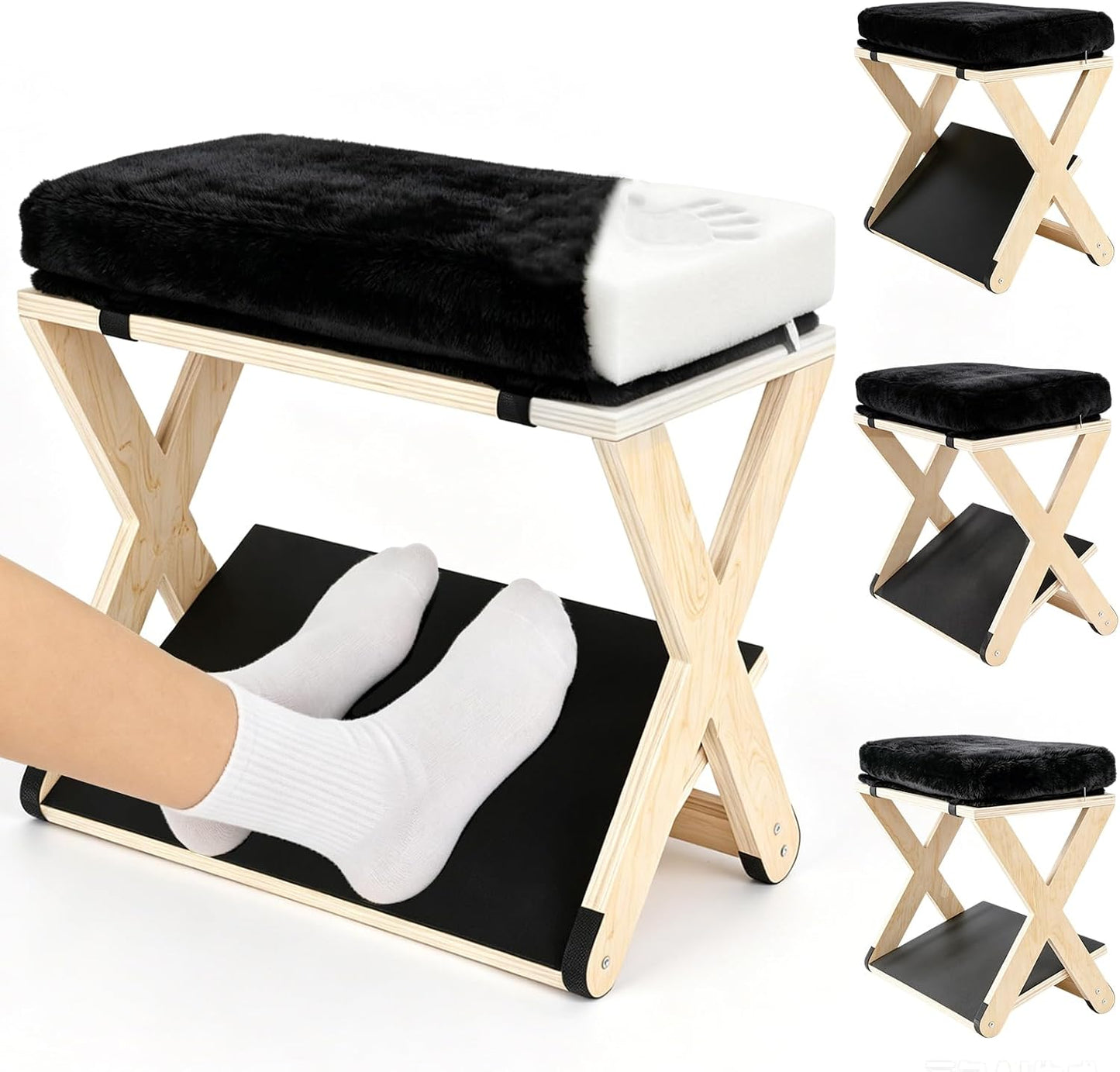 Adjustable Height Foot Rest Under Desk at Work, Comfortable Memory Foam Office Foot Stool, Non-Slip EVA Surface for Posture Support, Leg Relief, Home Office & Gaming