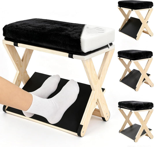 Adjustable Height Foot Rest Under Desk at Work, Comfortable Memory Foam Office Foot Stool, Non-Slip EVA Surface for Posture Support, Leg Relief, Home Office & Gaming