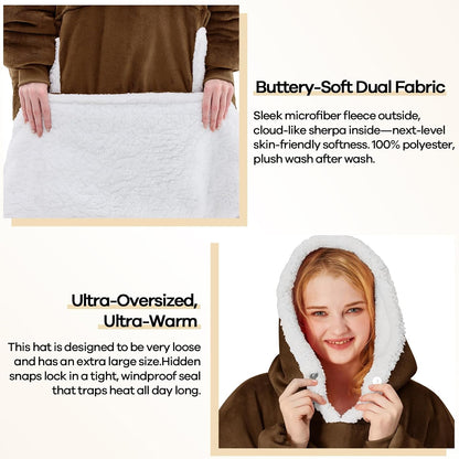 yescool Wearable Blanket Hoodie, Flannel Sherpa Fleece Blanket Sweatshirt for Adults Women Men,One Size Fits All - Colors B