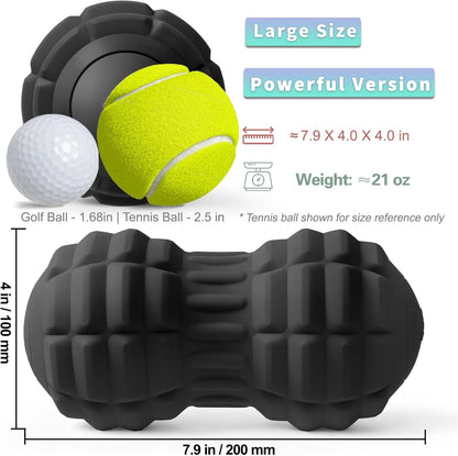 Vibrating Peanut Massage Ball – Back, Neck, Hip, Calf, Leg & Foot Muscle Roller, Trigger Point Massage Ball for Deep Tissue Myofascial Release, Silicone Shell, 4-Speed (Blue)