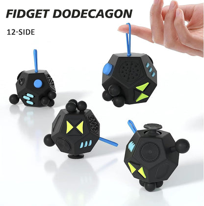 Fidget Dodecagon-12 Sided Fidget Toy Stress Relief Cube for Children and Adults, Silent Compact Classroom Gifts Stocking Stuffers for Teen Boys, Kids(B3 Blue Sky)