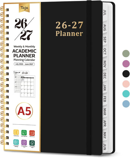 Planner 2026-2027, 8.5" x 11" Weekly and Monthly Academic Year Planner Calendar, July 2026 - June 2027, Hardcover Large School Planning Agenda With Tabs, Perfect for School & Office Supplies, A4, Green