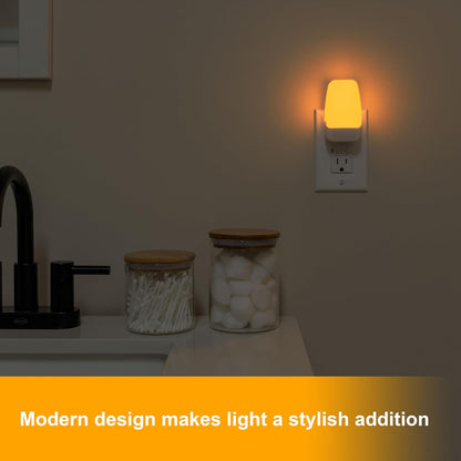 GE Sleeplite Night Lights Plug Into Wall, Dusk to Dawn Sensor, Ambient Lighting, Sleep Aid, Bathroom Decor, LED Lights for Bedroom, Apartment Essentials, Smart Home,86153, Amber, 4 Pack