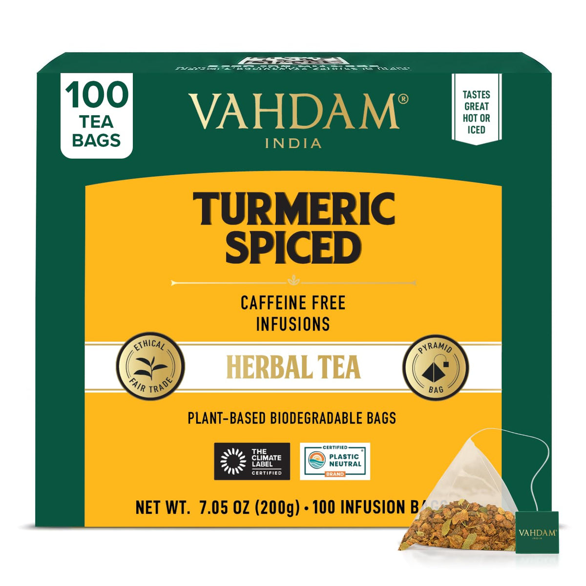 VAHDAM Turmeric Ginger Cinnamon Tea Bags with Black Pepper (100 Count)