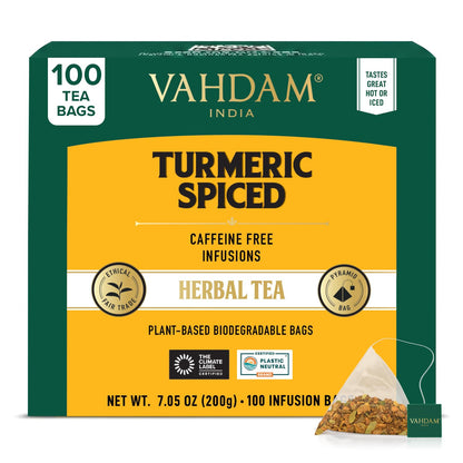 VAHDAM Turmeric Ginger Cinnamon Tea Bags with Black Pepper (100 Count)