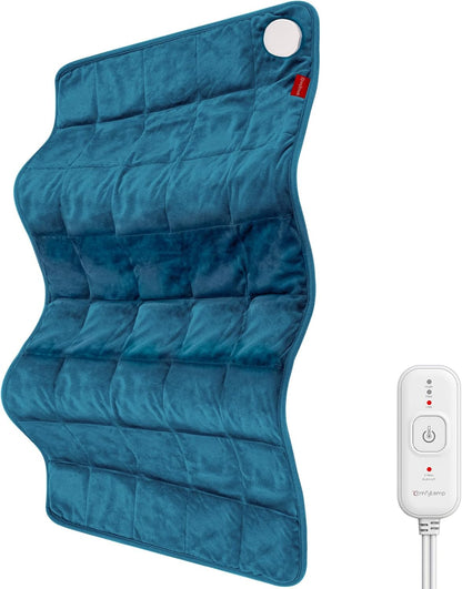 Comfytemp Weighted Heating Pad for Back & Period, FSA Eligible Electric Heat Pad, Birthday Gift for Women Men Mom Dad & Father Day Gifts, 2.2 lb HSA Neck Shoulder Heated Pad, 2H Auto-Off, 12x24, Blue