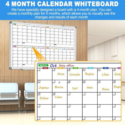 Magnetic Dry Erase Board Calendar for Wall 36" x 24", Monthly Calendar Whiteboard for Wall, Planning Board Bulletin Board Portable Board for Office, School, Home, Kitchen, Planning, Memo