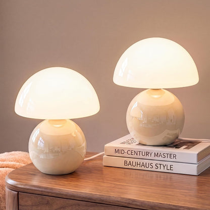 Dawnwake Mushroom Lamp Table Lamp for Bedroom-Small Desk Table Lamps,White