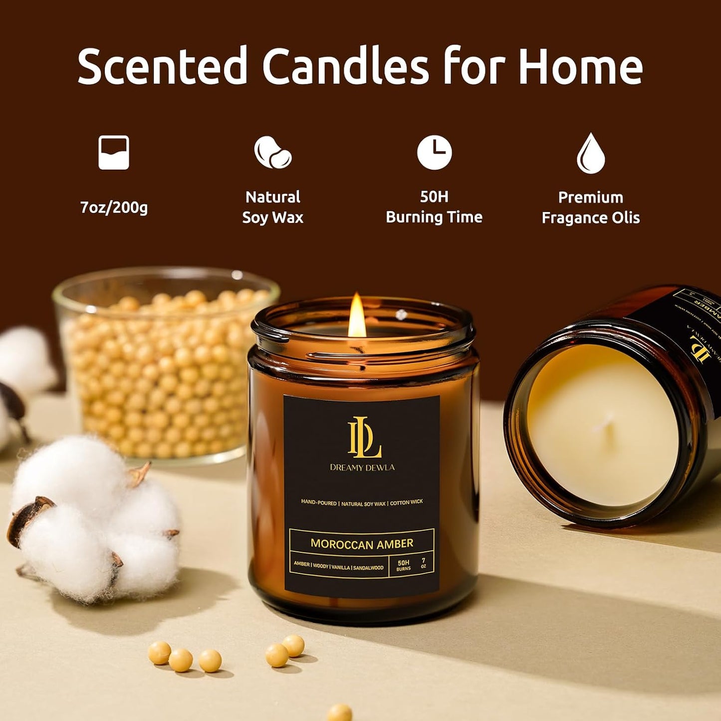 Scented Candles Set, 4 Pack Soy Candles for Home Scented, Candle Gifts for Women Men, 28oz 200 Hours Burn, Scents of Pineapple Cocktail/Coconut Vanilla/Pink Sands/Bahamian Breeze