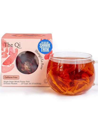 The-Qi Shangri-La Rose Blooming Flower Tea - 9 Whole Flowers, Makes 27 Cups