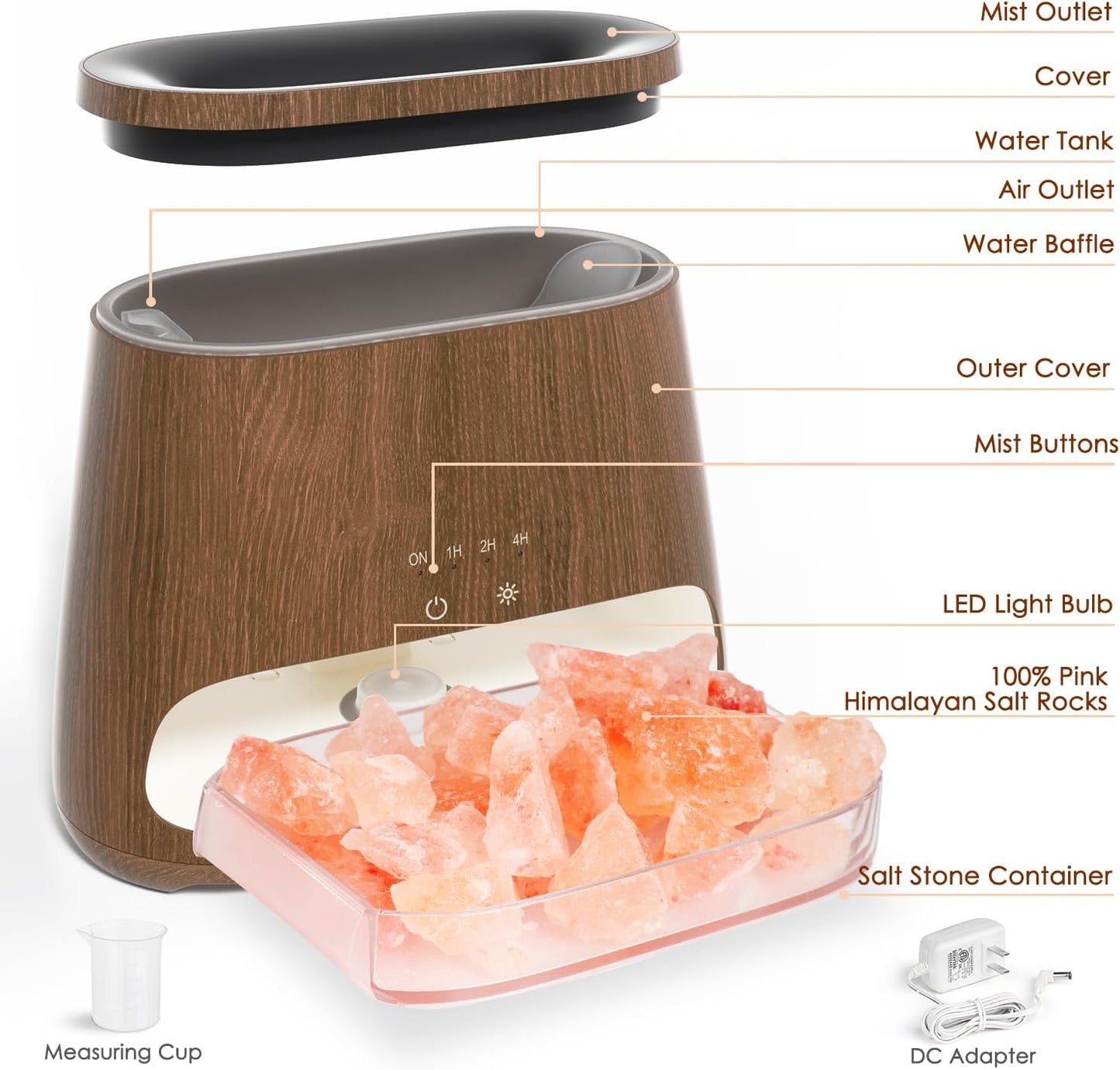 SALKING 2-in-1 Ultrasonic Essential Oil Diffuser & Himalayan Salt Lamp, Aromatherapy Diffuser Cool Mist Humidifier with 3 Brightness, Salt Therapy Lamp, 100% Pure Himalayan Salt Rock, 150ml (Marble)