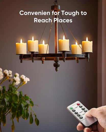 Homemory Flameless Votive Candles with Timer, 2" x 2" Real Wax, 400+Hour Realistic Black Wick Battery Operated Candles, Set of 6 for Wedding, Party and Holiday Decoration (Battery Included)