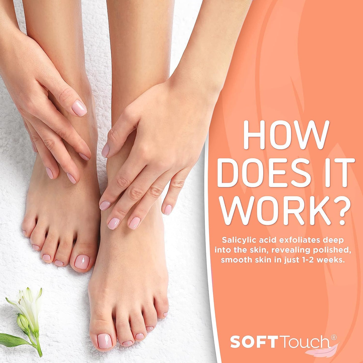 Dermora Soft Touch Foot Peel Mask - Pack of 2 Feet Peeling Masks for Dry, Cracked Heels & Calluses - Exfoliating Foot Mask Peel for Baby Soft Skin (Original)