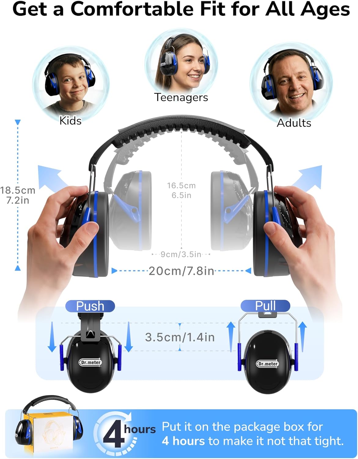 Dr.meter Ear Protection Ear Muffs, Noise Cancelling Headphones for Adults Kids 31dB Earmuffs for Noise Reduction, Hearing Protection for Shooting Gun Range, Mowing, Monster Jam, Sensory, Fireworks