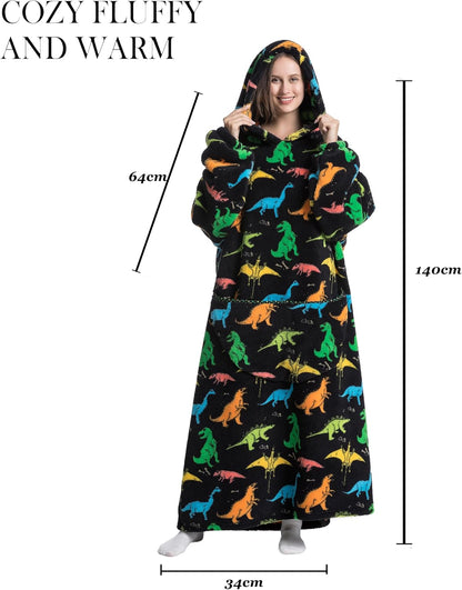 Capecage Blanket Hoodie, Long Hooded Blanket Sweatshirt as Birthday Gifts for Women Men, Long Wearable Blanket for Women Men.