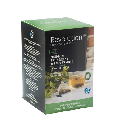 REVOLUTION TEA® Southern Mint [THE ORIGINAL] – Oregon Spearmint & Peppermint – Premium Full Leaf Tea – Biodegradable Infuser Tea Bags – Herbal Tea – Naturally Caffeine Free – 20 Bags