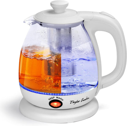 Taylor Swoden Electric Kettle with Tea Infuser, 1L Small Electric Tea Kettle with Keep Warm, LED Light Hot Water Boiler & Heater for Coffee & Teas, Auto Shut-Off & Boil Dry Protection, BPA Free, Black