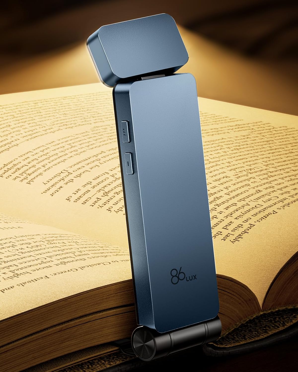 86lux Book Light, Rechargeable Clip-On LED Reading Light for Bed & Night Use - 3 Color Temperatures with Stepless Dimming, Ultralight Bookmark Design for Book Lovers, Grey