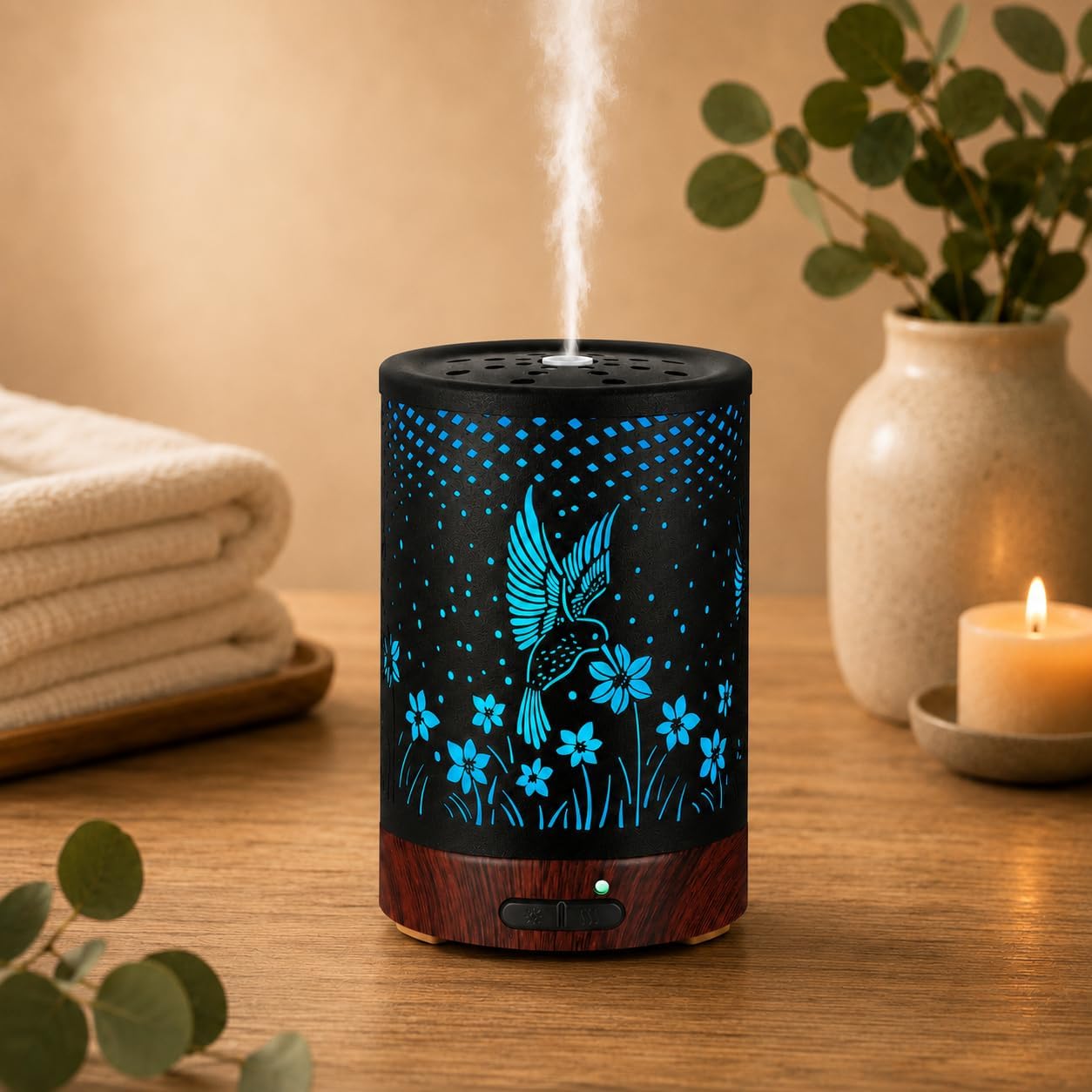 Essential Oil Diffuser, Ultrasonic Diffuser for Essential Oil, Cool Mist Humidifier Aromatherapy Diffuser with 7 Color Lighting Changing Modes, Waterless Auto Shut-Off for Home（Flower Fairy）