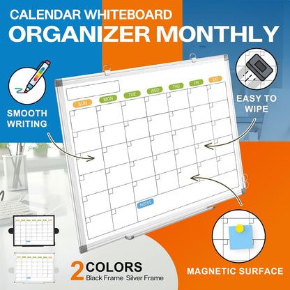 24" x 18" Magnetic Monthly Dry Erase Whiteboard Calendar for Wall