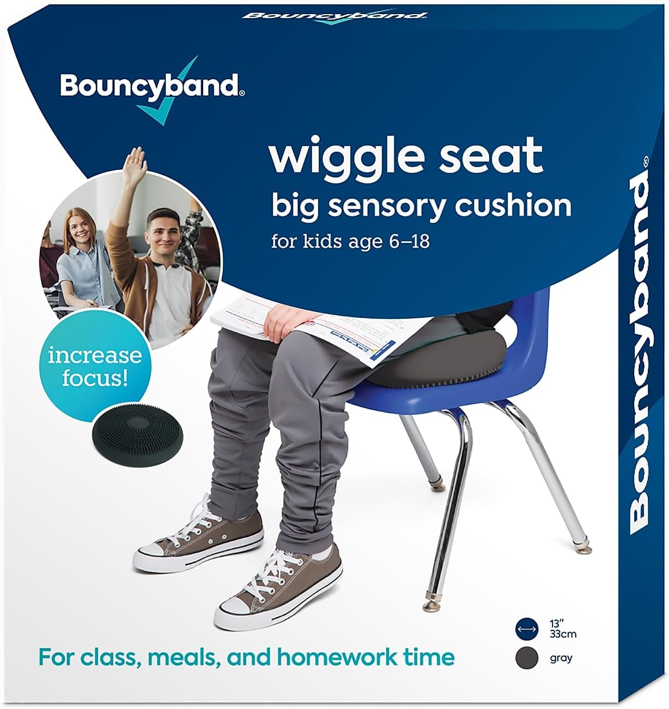 Bouncyband – Wiggle Seat – Purple, 13” D – Large Sensory Cushion for Kids Ages 6-18+ – Promotes Active Learning, Improves Student Productivity, Includes Easy-Inflation Pump