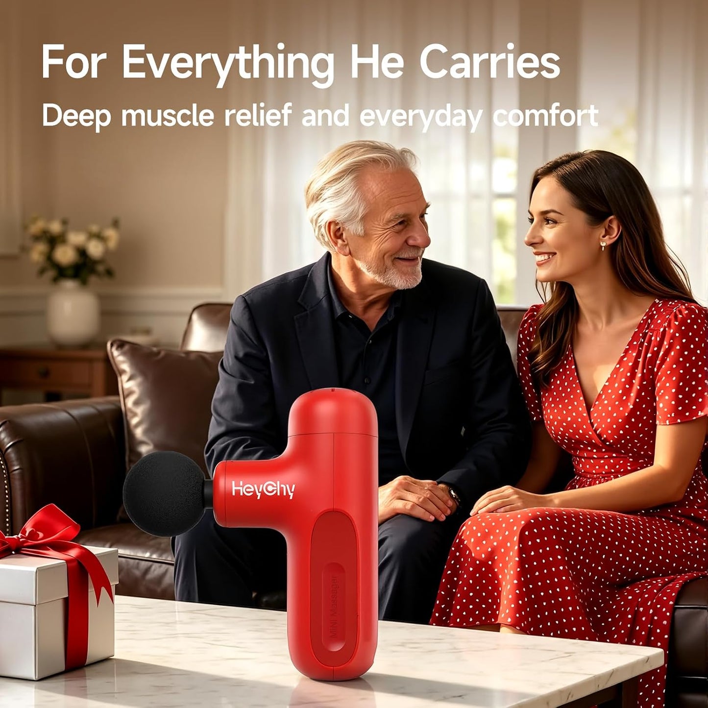 HEYCHY Super Mini Massage Gun Deep Tissue, Handheld Muscle Massager with 4 Heads, Percussion Travel Size Massager Gun FSA Eligible for Men Women Back Relief, Quiet for Home, Gym, Office, HSA, Black