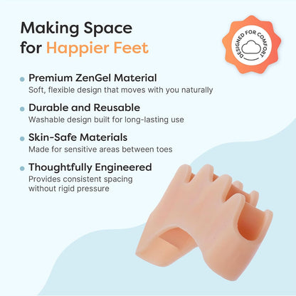 ZenToes Gel Toe Spacers & Separators for Overlapping Toes, 1 Pair