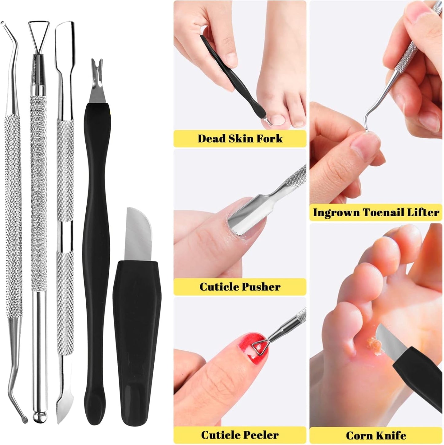 Professional Foot Care Kit, 30-Piece Pedicure Set with Foot File, Callus Shaver, Hard Skin Remover (Pink)